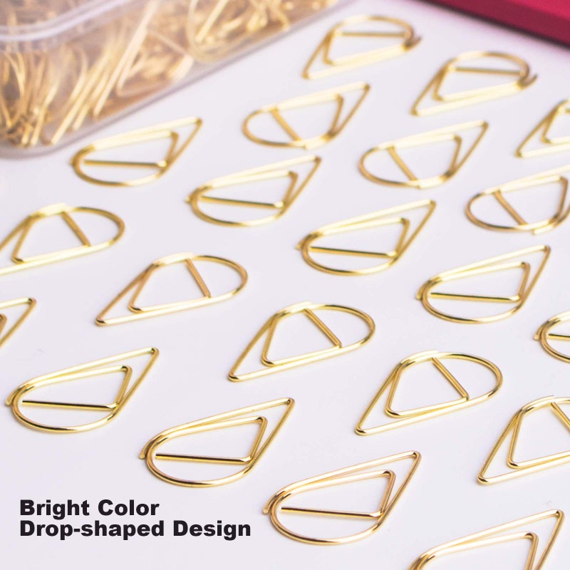 VENCINK 70 Pieces Gold Cute Paper Clips Large  VENCINK Smooth Stainless Steel Drop-Shaped Wire Paperclips for Office Supplies Wedding Women Girls Kids Students Paper Work - Image 2